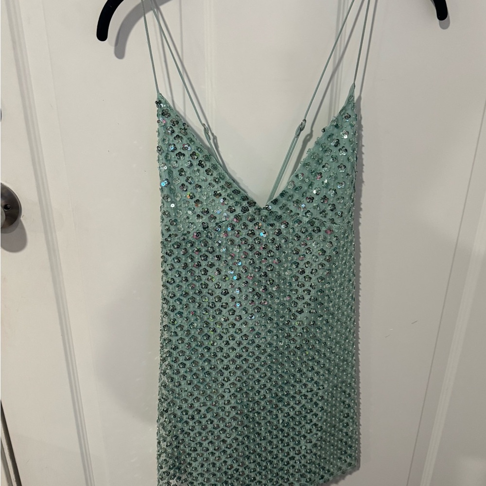 Superdown Light Green Sequin Top - image 1